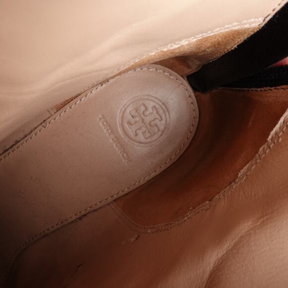 Tory Burch Boots Womens Size 10M Black Blossom Ankle Leather Heeled Modern Zip - Picture 14 of 15